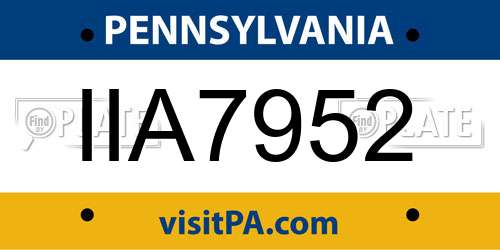 IIA7952 Pennsylvania License Plate