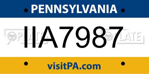 IIA7987 Pennsylvania License Plate