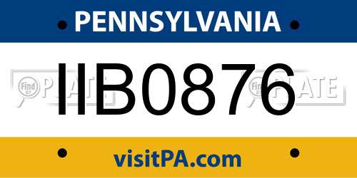 IIB0876 Pennsylvania License Plate