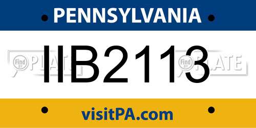 IIB2113 Pennsylvania License Plate