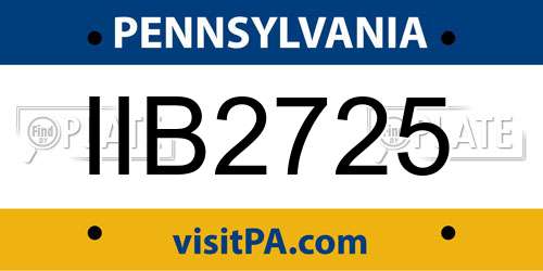 IIB2725 Pennsylvania License Plate