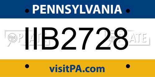 IIB2728 Pennsylvania License Plate