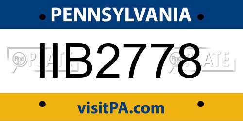 IIB2778 Pennsylvania License Plate