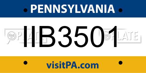 IIB3501 Pennsylvania License Plate
