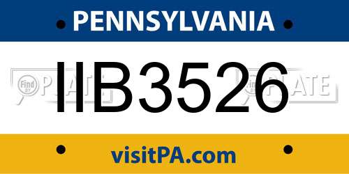 IIB3526 Pennsylvania License Plate