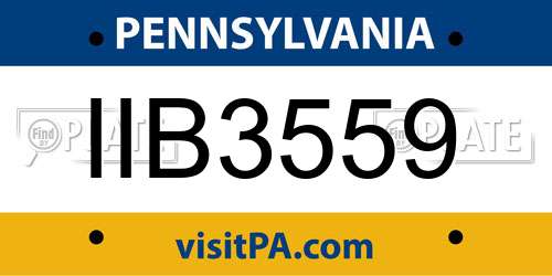 IIB3559 Pennsylvania License Plate