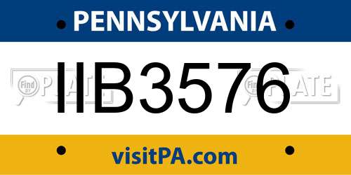 IIB3576 Pennsylvania License Plate