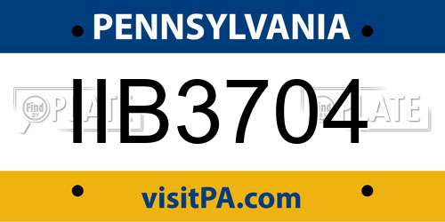 IIB3704 Pennsylvania License Plate