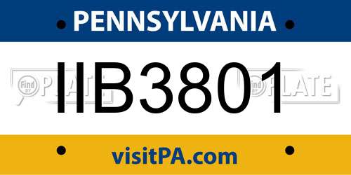 IIB3801 Pennsylvania License Plate