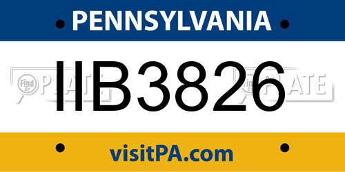 IIB3826 Pennsylvania License Plate