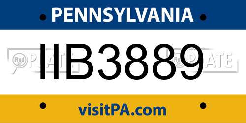 IIB3889 Pennsylvania License Plate
