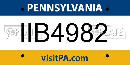 IIB4982 Pennsylvania License Plate