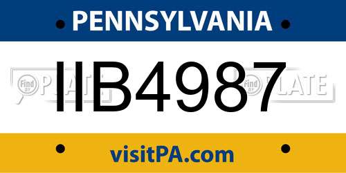 IIB4987 Pennsylvania License Plate