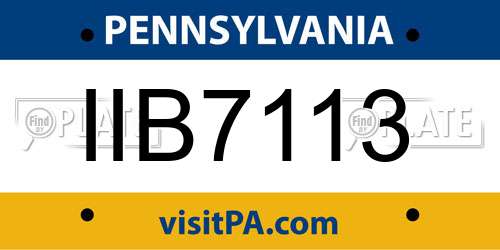 IIB7113 Pennsylvania License Plate