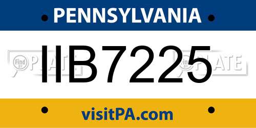 IIB7225 Pennsylvania License Plate