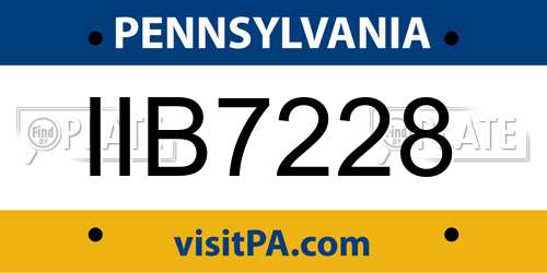 IIB7228 Pennsylvania License Plate