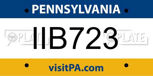 IIB723 Pennsylvania License Plate