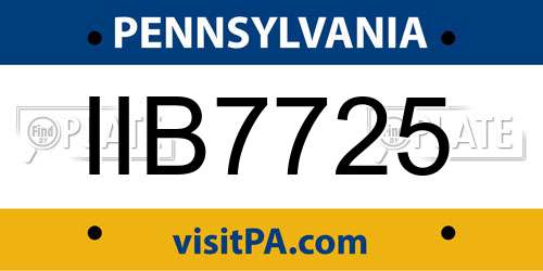 IIB7725 Pennsylvania License Plate