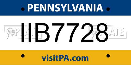 IIB7728 Pennsylvania License Plate