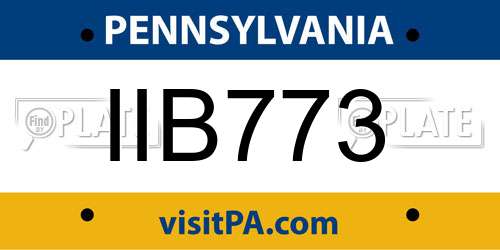 IIB773 Pennsylvania License Plate