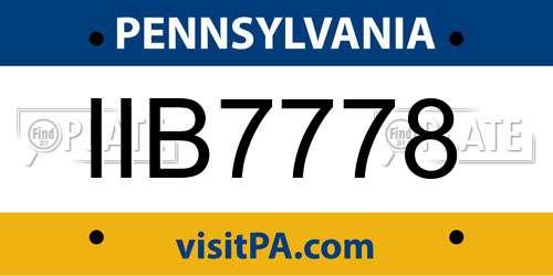 IIB7778 Pennsylvania License Plate