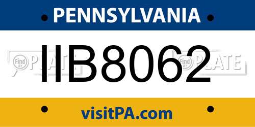 IIB8062 Pennsylvania License Plate