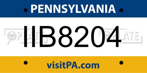 IIB8204 Pennsylvania License Plate
