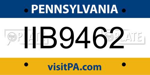 IIB9462 Pennsylvania License Plate
