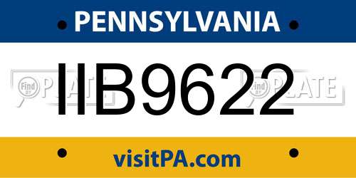 IIB9622 Pennsylvania License Plate