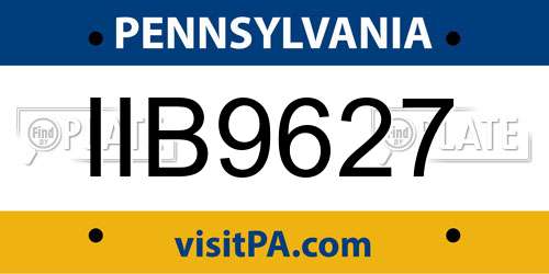 IIB9627 Pennsylvania License Plate