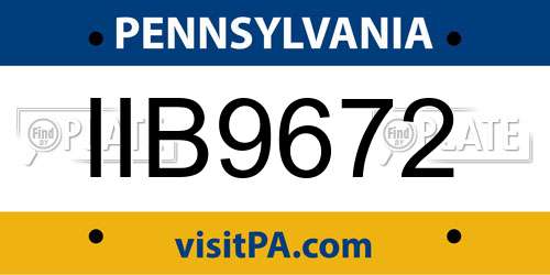 IIB9672 Pennsylvania License Plate