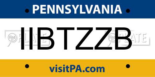 IIBTZZB Pennsylvania License Plate