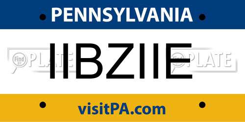 IIBZIIE Pennsylvania License Plate
