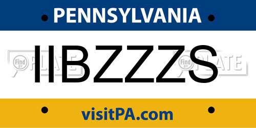 IIBZZZS Pennsylvania License Plate