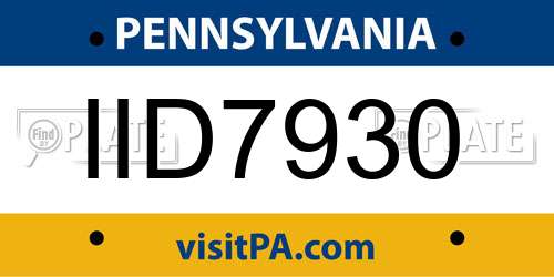 IID7930 Pennsylvania License Plate