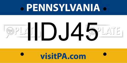 IIDJ45 Pennsylvania License Plate
