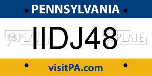 IIDJ48 Pennsylvania License Plate