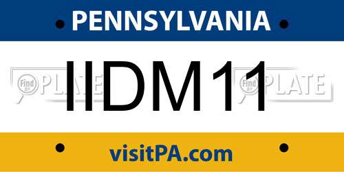 IIDM11 Pennsylvania License Plate