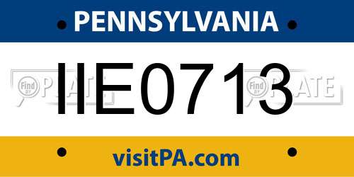 IIE0713 Pennsylvania License Plate