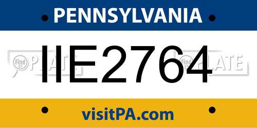 IIE2764 Pennsylvania License Plate