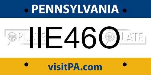 IIE46O Pennsylvania License Plate