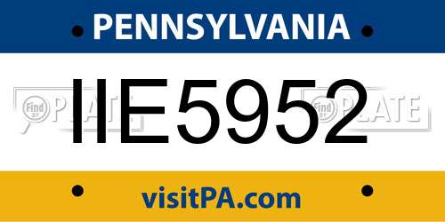 IIE5952 Pennsylvania License Plate