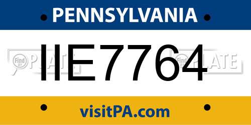 IIE7764 Pennsylvania License Plate