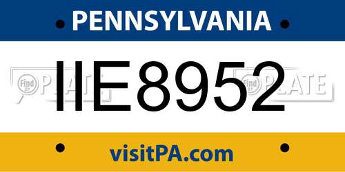 IIE8952 Pennsylvania License Plate