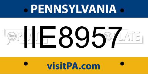 IIE8957 Pennsylvania License Plate