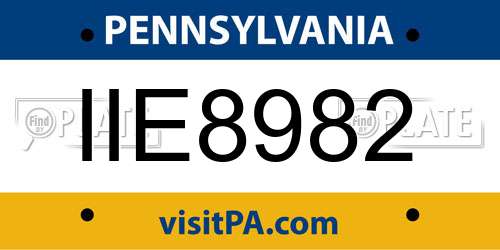 IIE8982 Pennsylvania License Plate