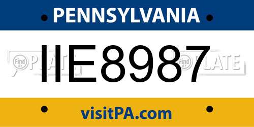 IIE8987 Pennsylvania License Plate