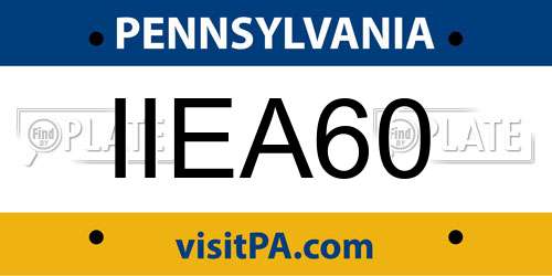 IIEA60 Pennsylvania License Plate