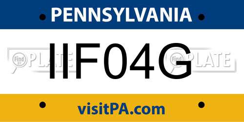 IIF04G Pennsylvania License Plate