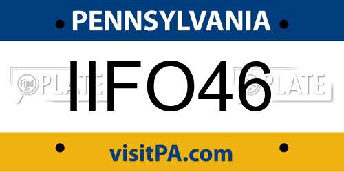 IIFO46 Pennsylvania License Plate